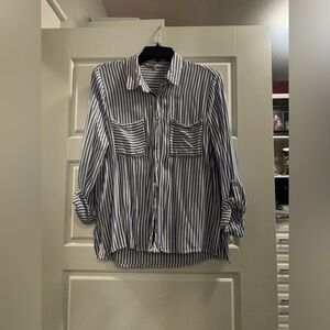 Blue and White Striped Women’s Shirt